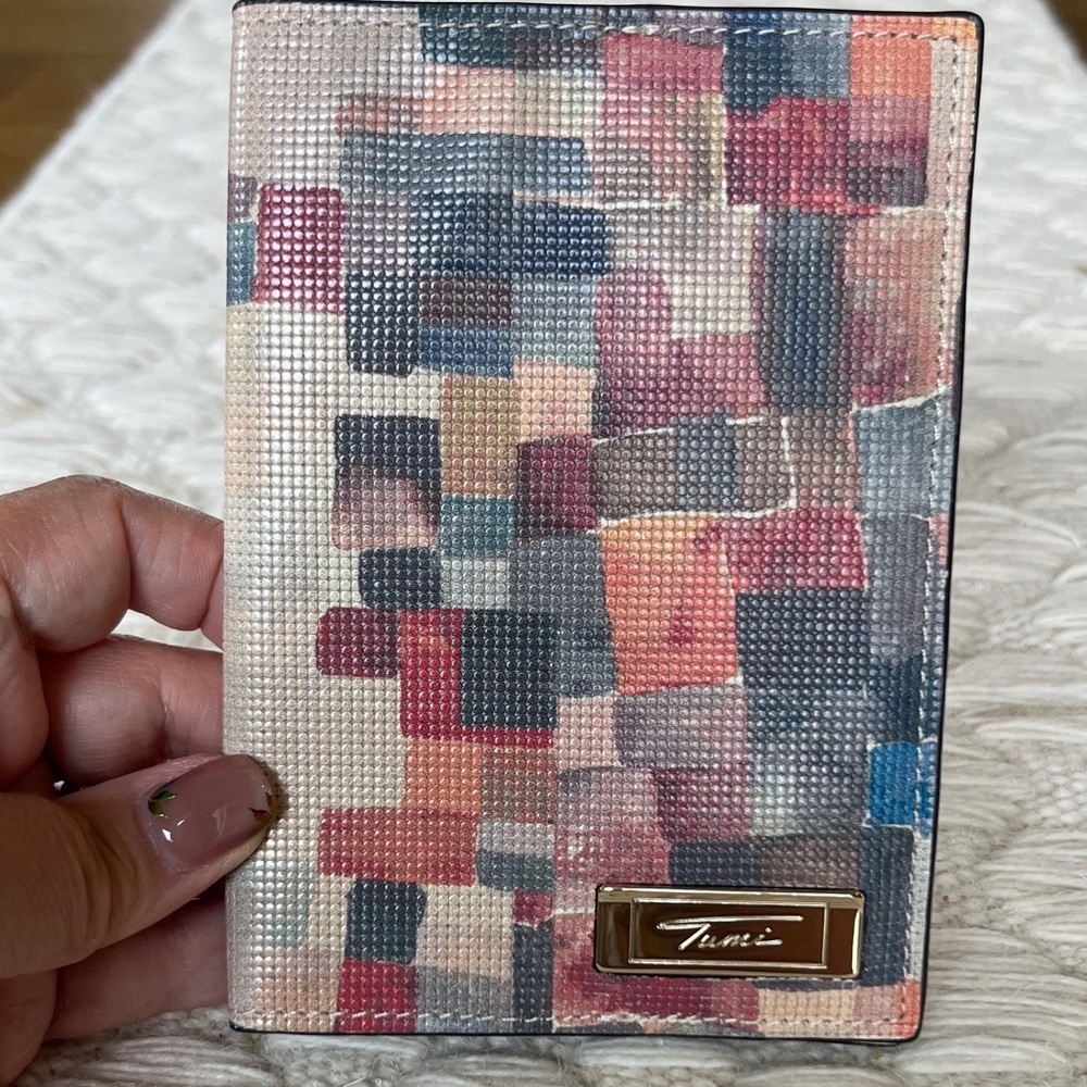 Euc Tumi Multicolor Patchwork Passport Cover - image 7